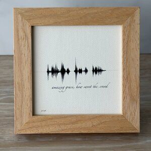 NEW Amazing Grace Soundwave Framed Canvas 4x4in Black White Christian Hymn